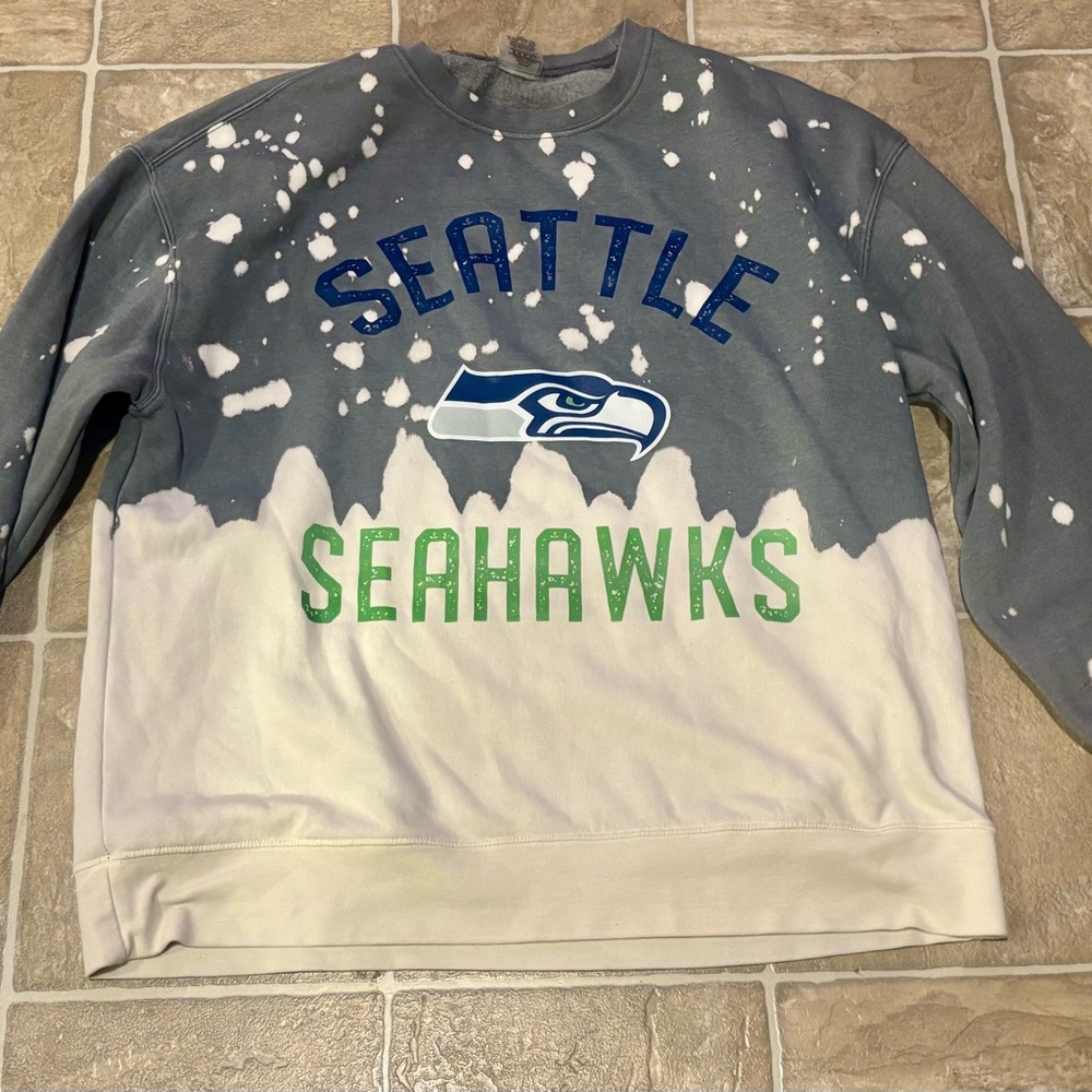 Game day Couture Seattle Seahawks Blue and White Sweatshirt Women’s Size Large